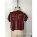 Corduroy short sleeve blouse